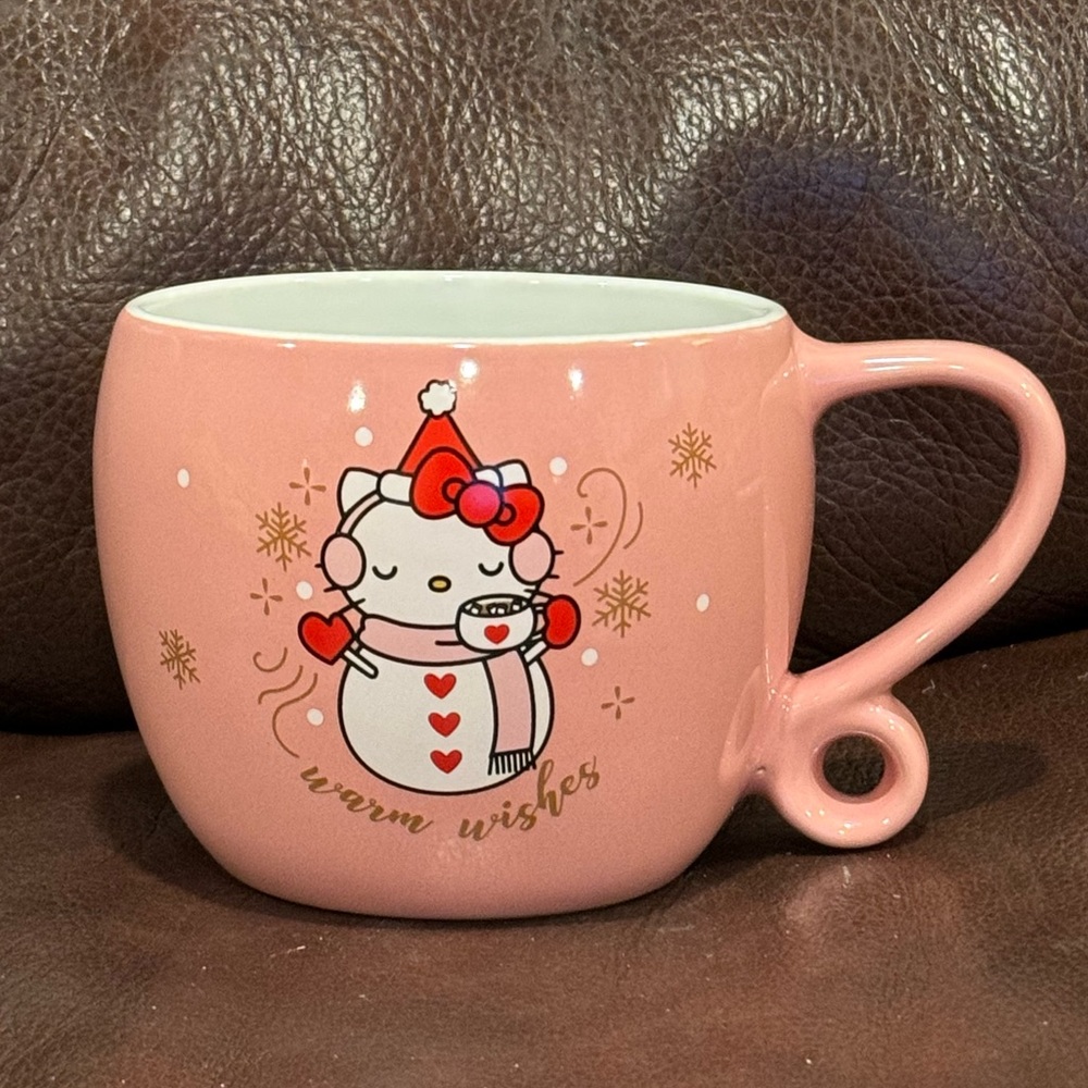 Warm Wishes Hello Kitty Snowman Pink Christmas Mug